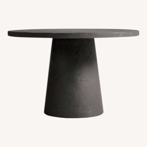 Used Crate & Barrel Willy 48" Charcoal Round Pedestal Dining Table by Leanne Ford for sale on AptDeco