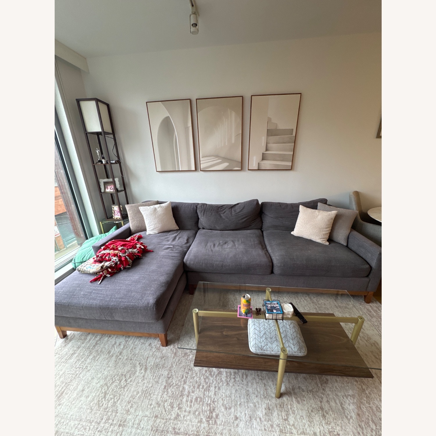 Living Spaces Dark Gray Fabric 2 Piece Sectional - image-2