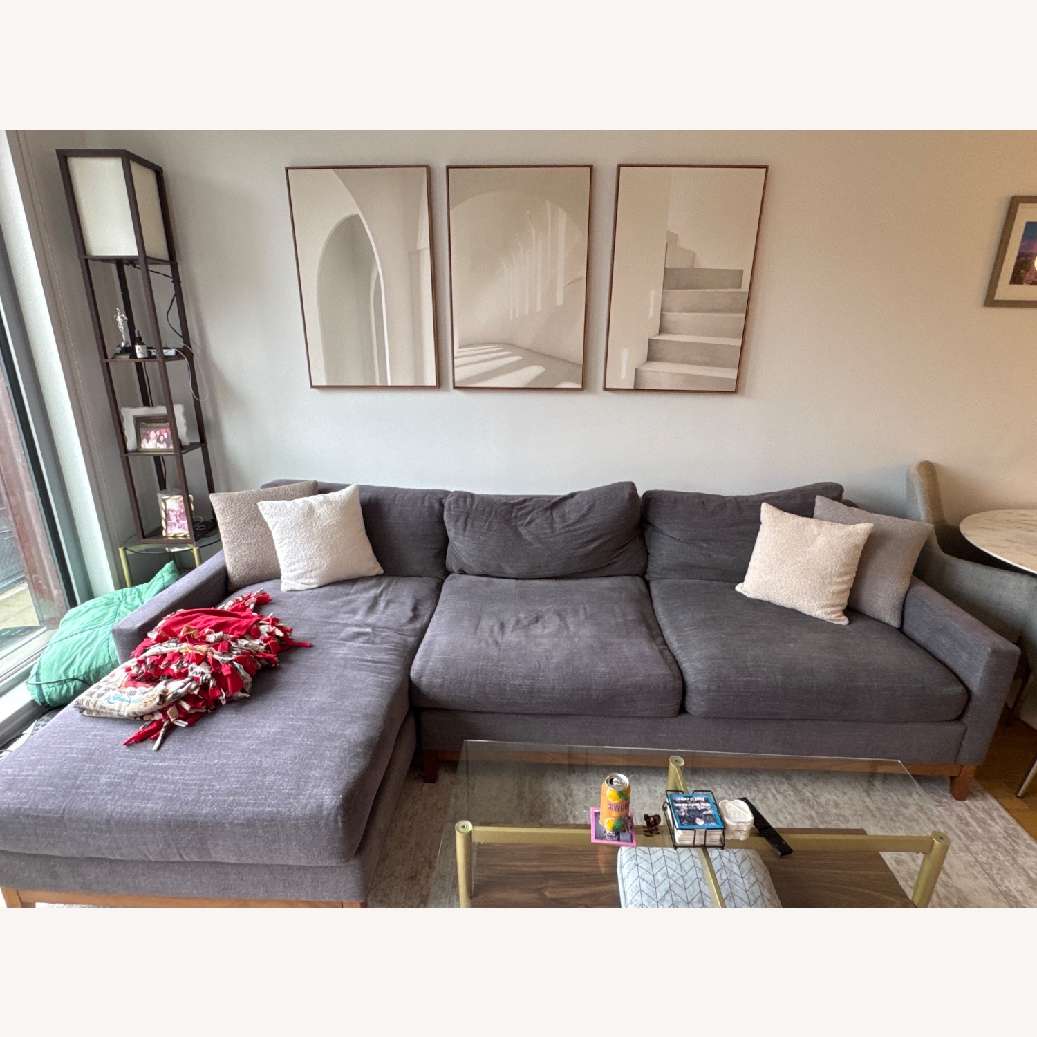 Living Spaces Dark Gray Fabric 2 Piece Sectional - image-1