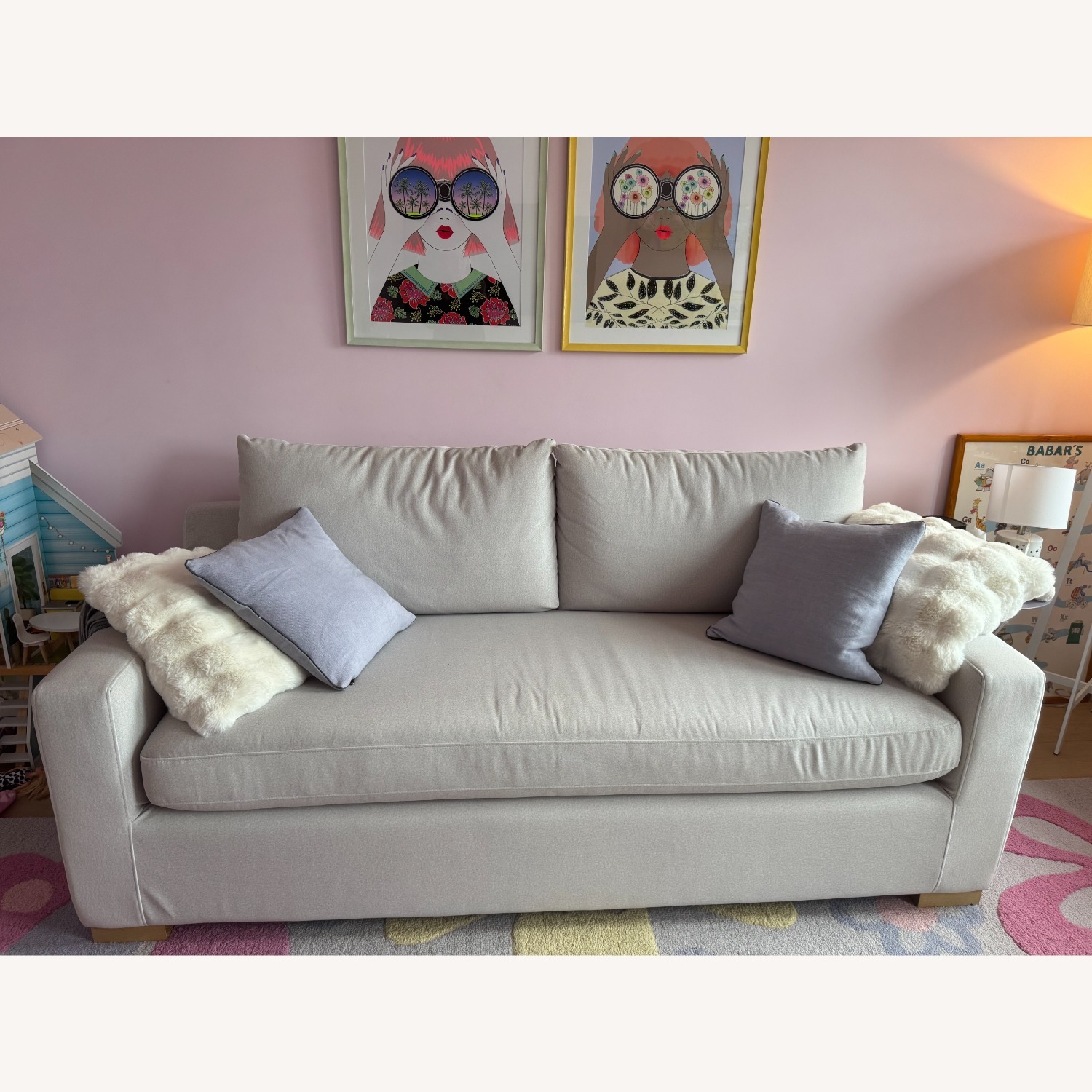 Interior Define Light Gray Fabric Sleeper Sofa - image-1