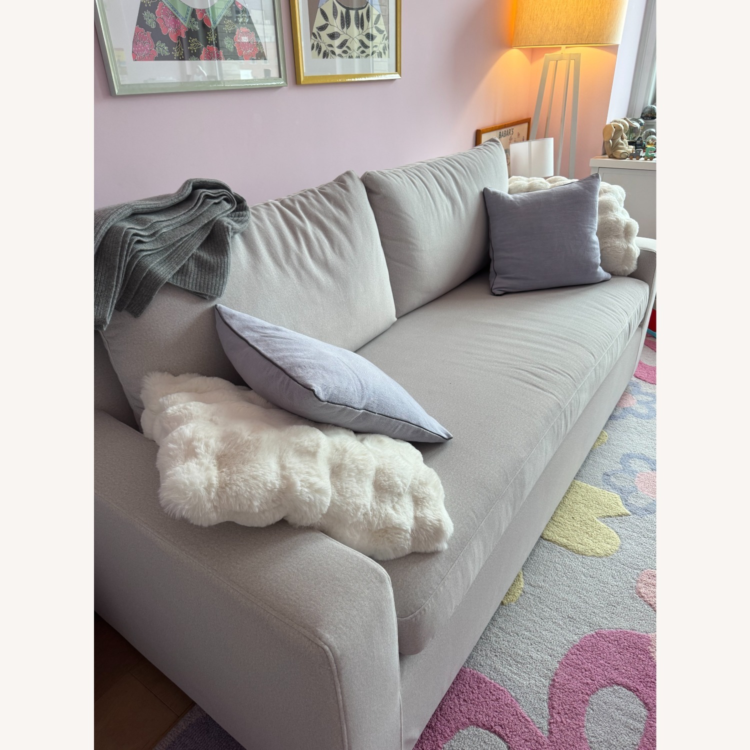 Interior Define Light Gray Fabric Sleeper Sofa - image-3