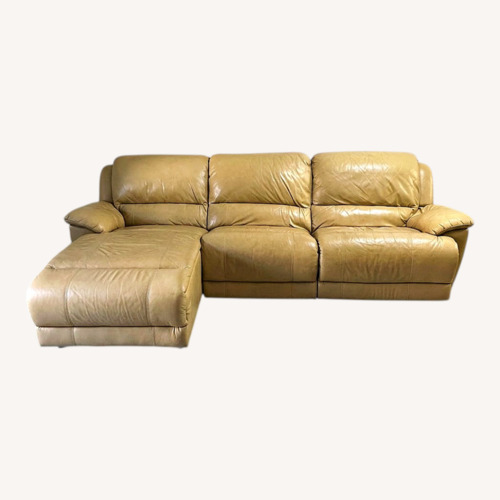 Used Bloomingdale's Yellow Leather Chaise Lounge for sale on AptDeco