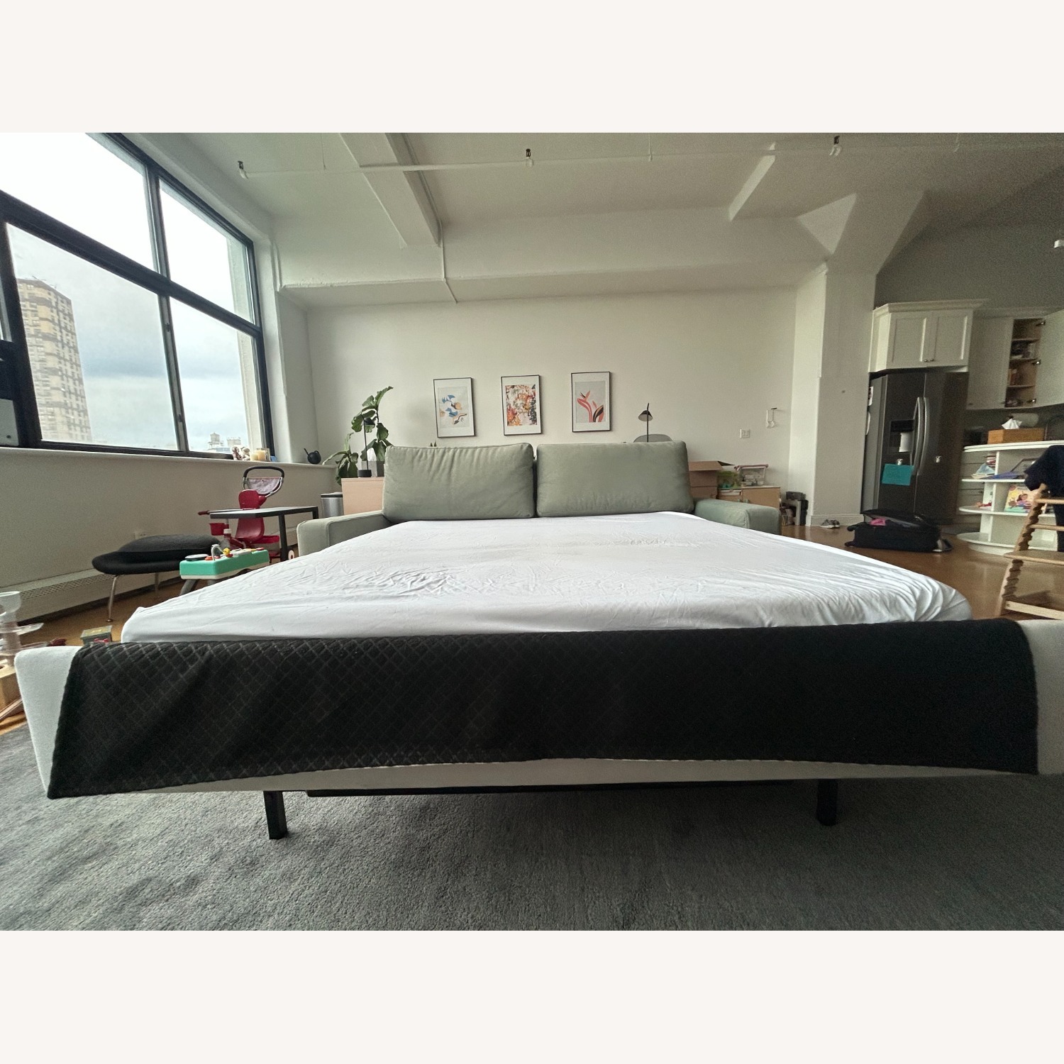 Restoration Hardware Maxwell Green Fabric Sleeper Sofa - image-1