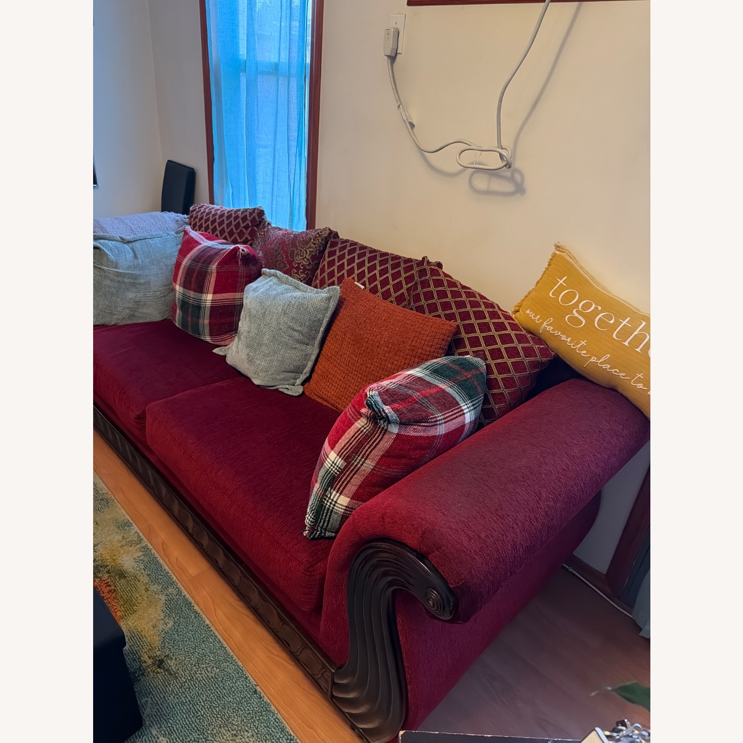 Red Fabric 3+ Seater Sofa - image-3