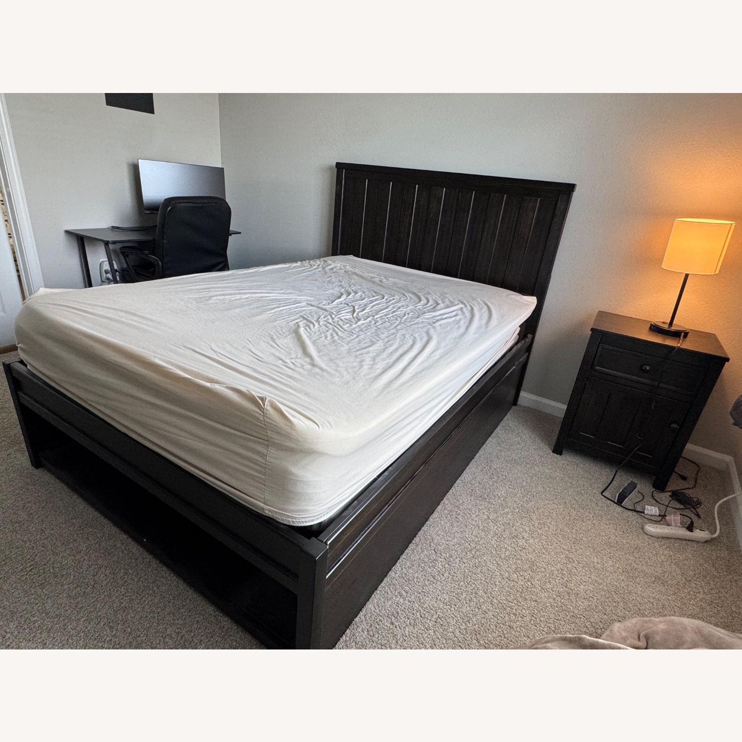 Vintage/Antique Dark Brown Wood Full Bed - image-2