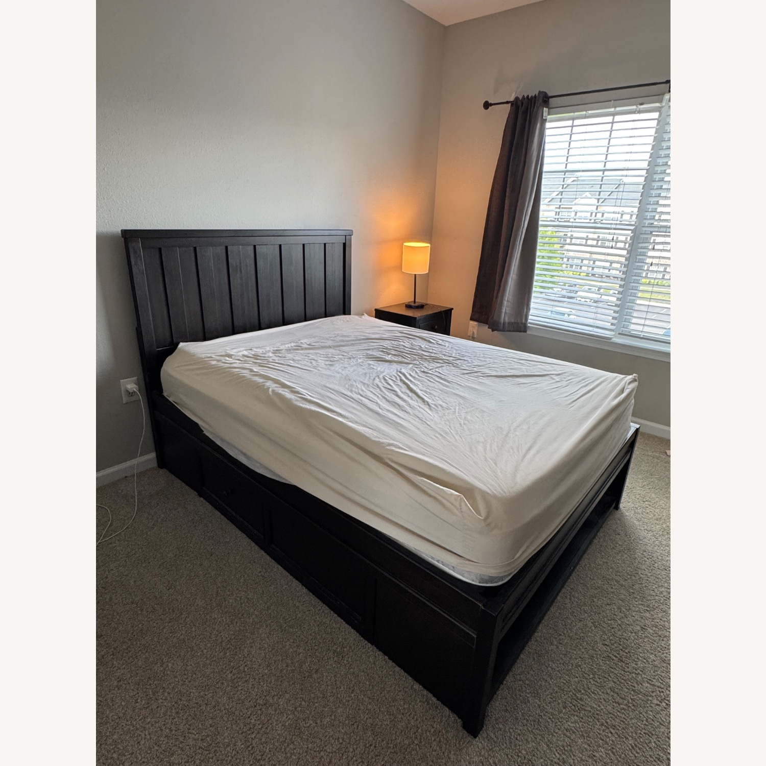 Vintage/Antique Dark Brown Wood Full Bed - image-1