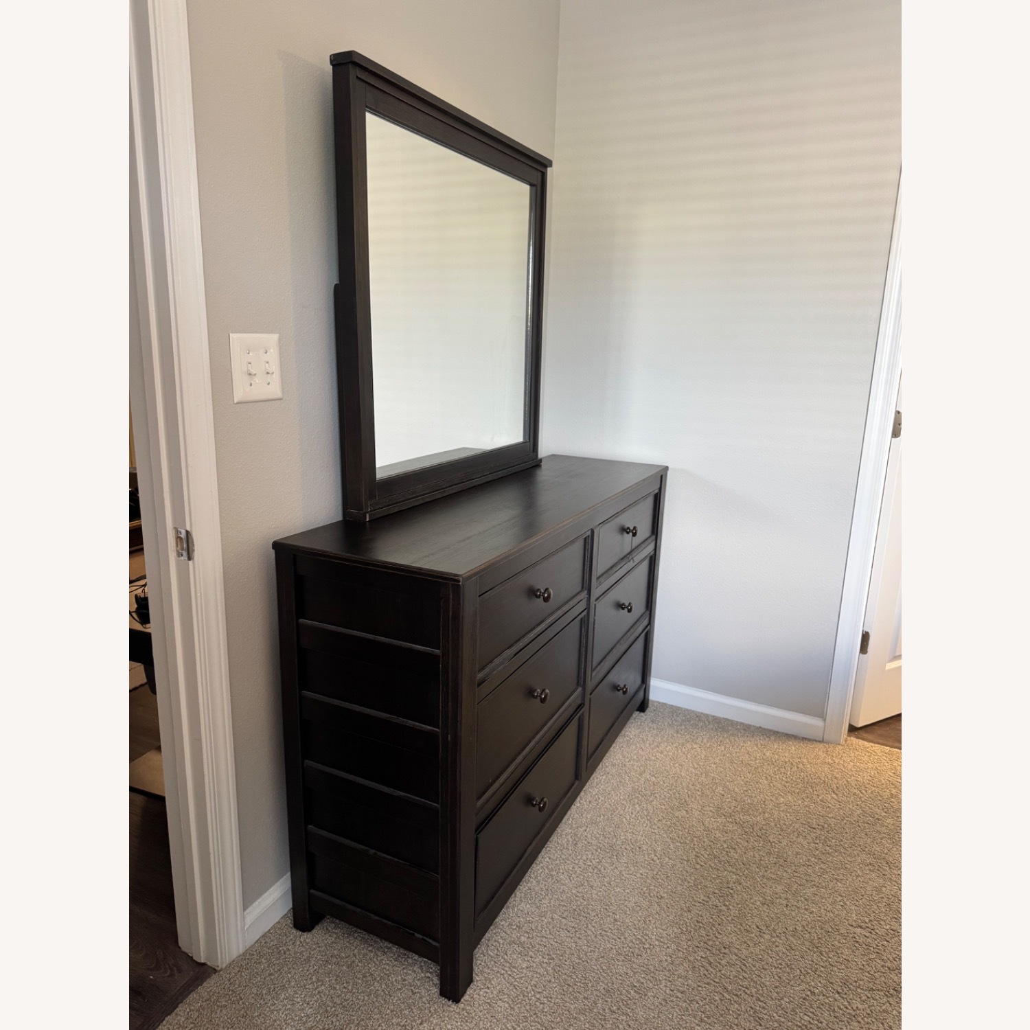 Vintage/Antique Dark Brown Wood Dresser - image-3