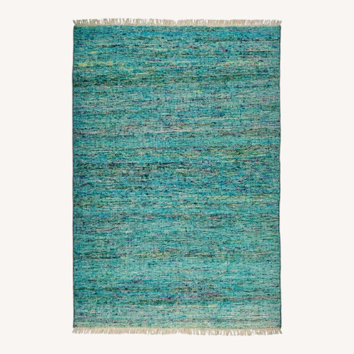 Used Hand Woven Bright Blue Multi 4x6 Area Rug for sale on AptDeco