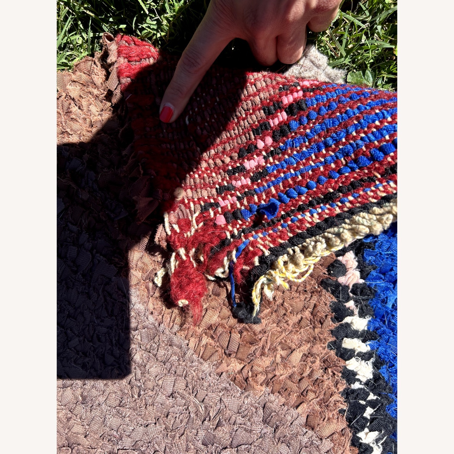 4' x 11' Red & Blue Diamond Moroccan Runner Rug - image-7