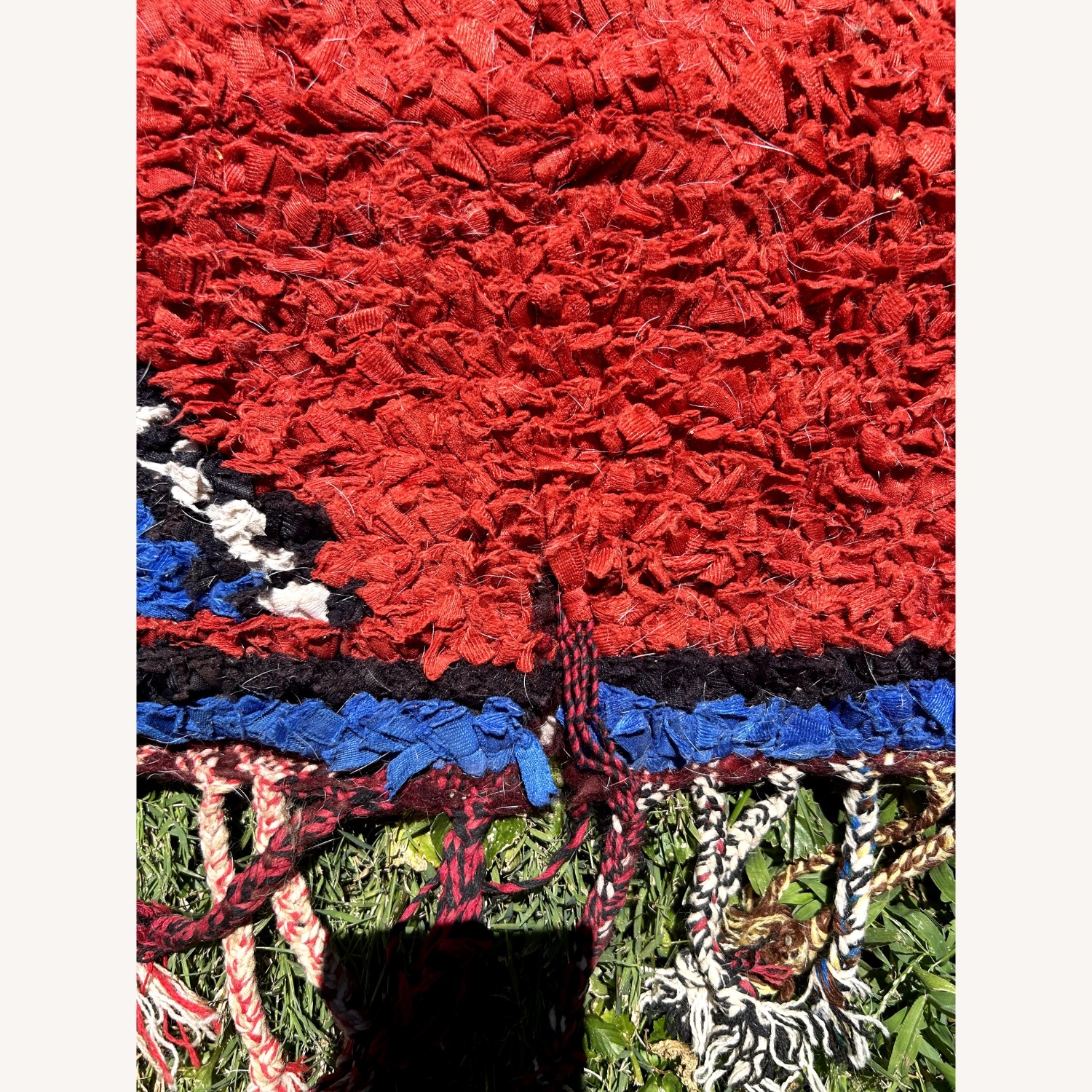 4' x 11' Red & Blue Diamond Moroccan Runner Rug - image-3