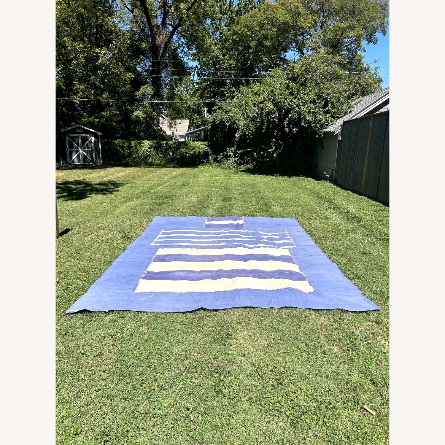 10' x 14' Madeline Weinrib Blue & White Stripe Rug - image-3