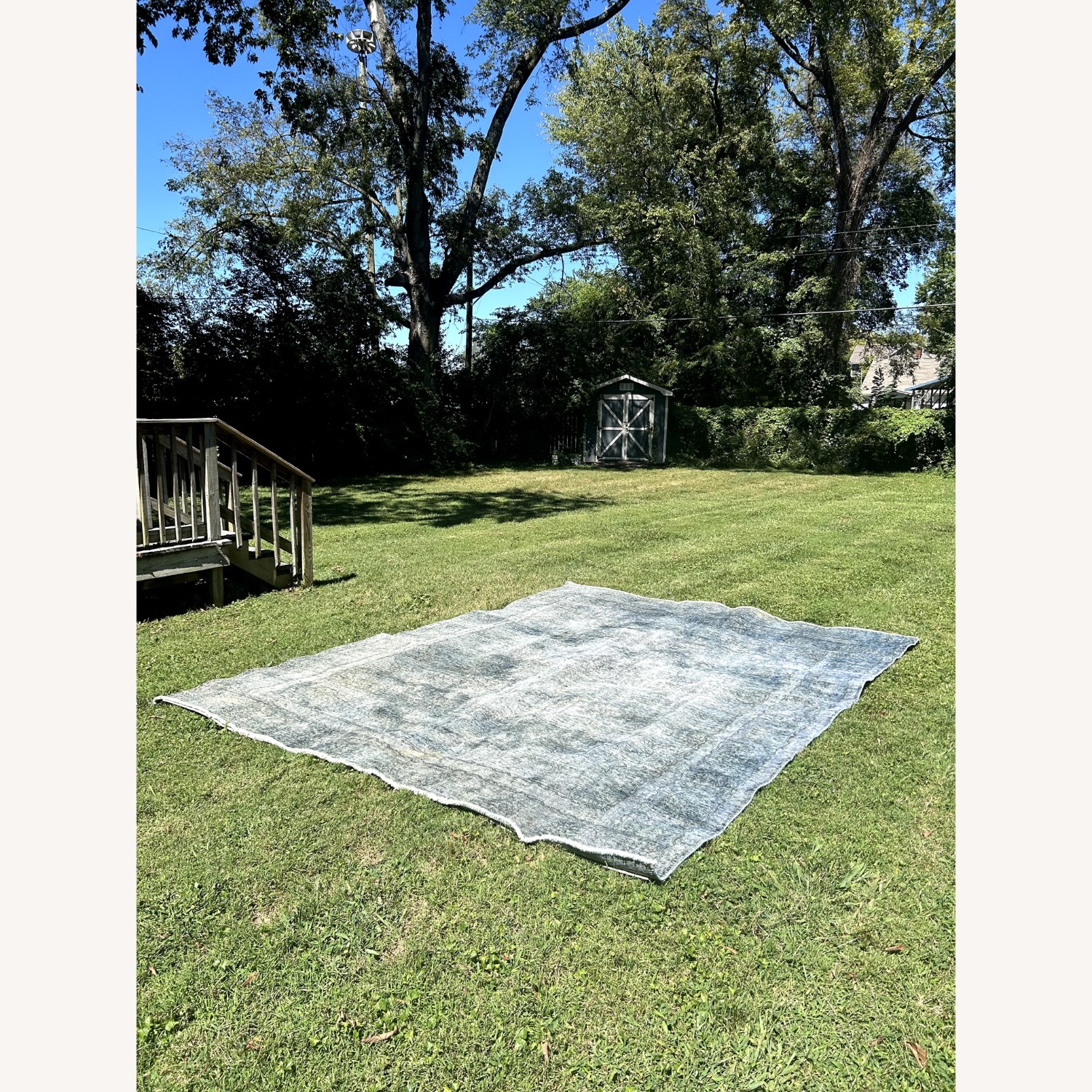 9' x 12' Blue & Gray Vintage Kilim Area Rug - image-4