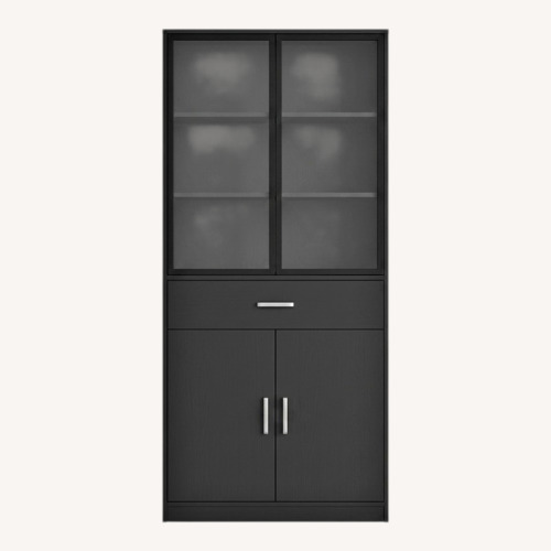 Used Black Wood Tall Armoire for sale on AptDeco