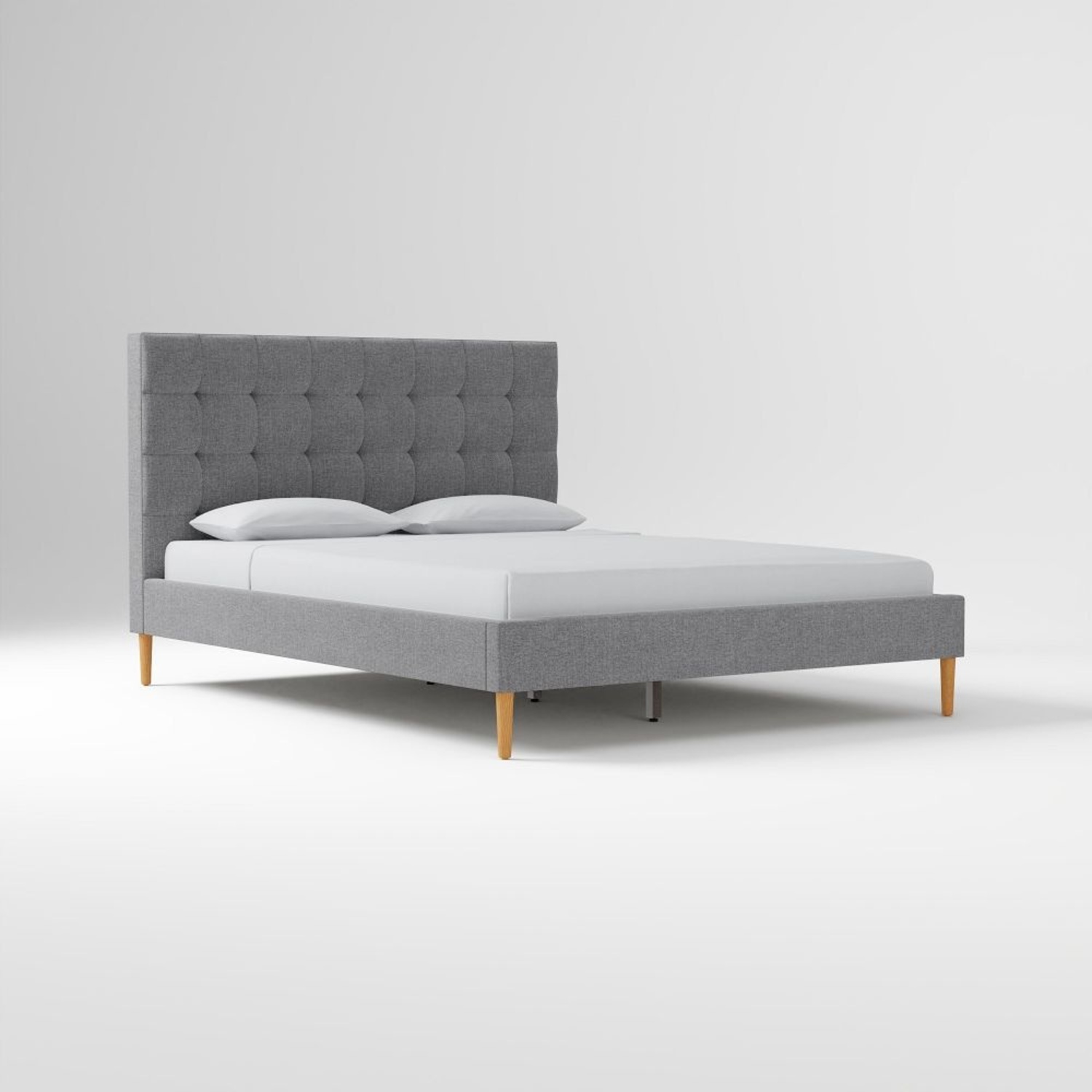 West Elm Light Gray Fabric Queen Bed - image-4