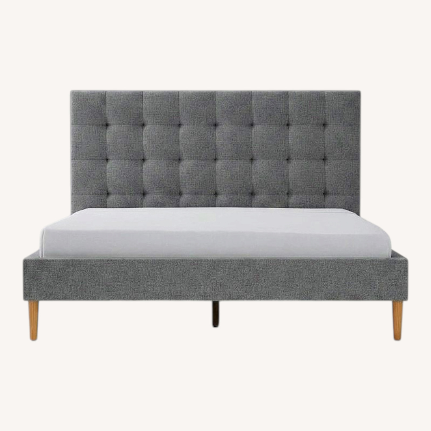 West Elm Light Gray Fabric Queen Bed - image-0