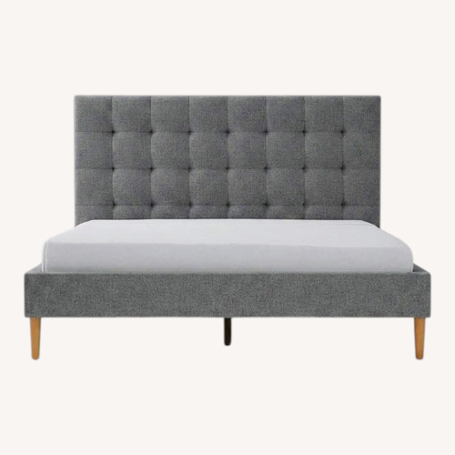 Used West Elm Light Gray Fabric Queen Bed for sale on AptDeco