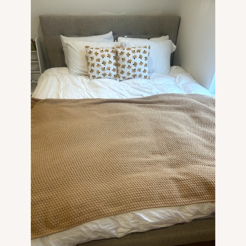 Used West Elm Light Gray Fabric Queen Bed for sale on AptDeco