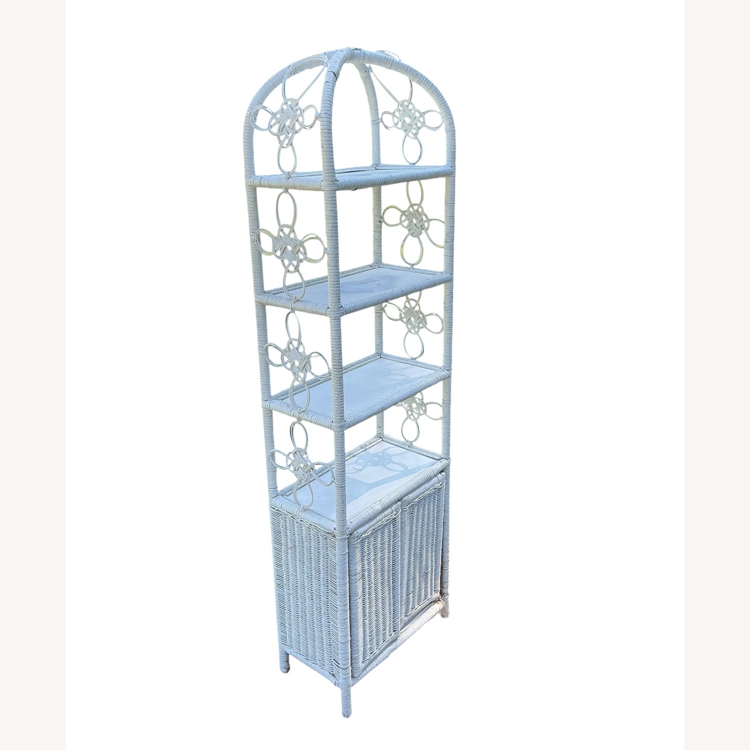 Vintage White Wicker Rattan Shelving Boho - image-6