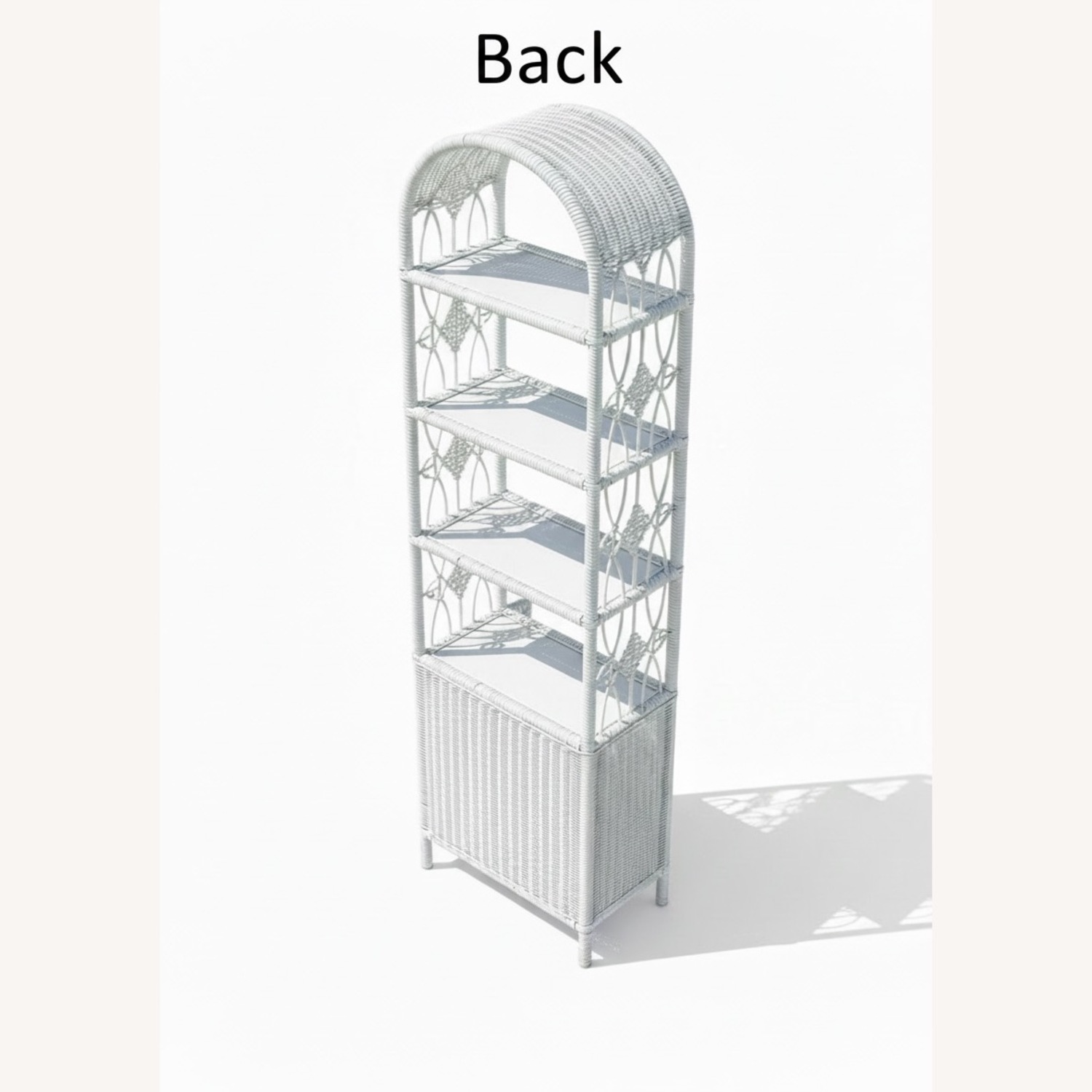 Vintage White Wicker Rattan Shelving Boho - image-2