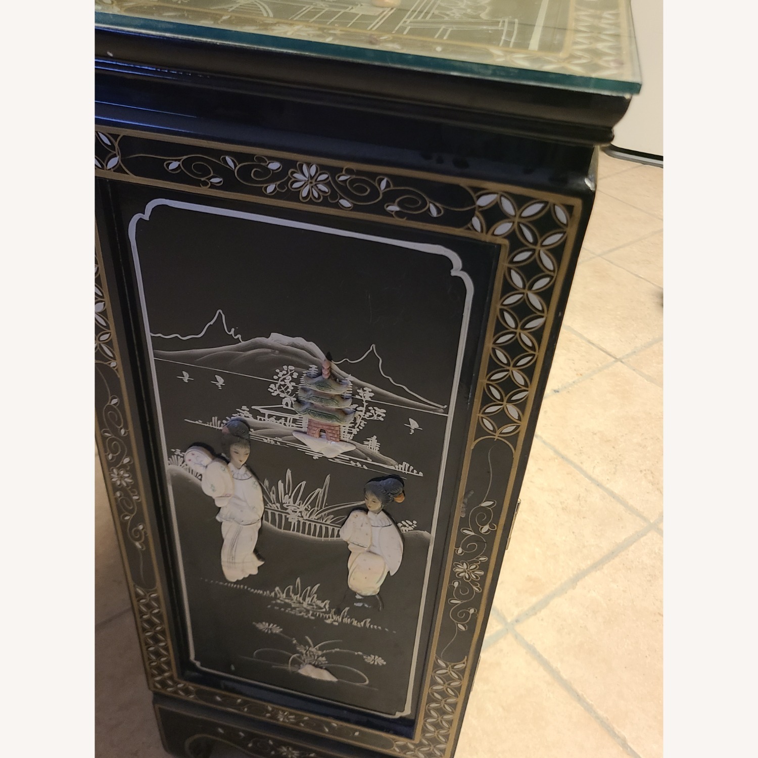 Oriental Asian Mother of Pearl Cabinet - image-1