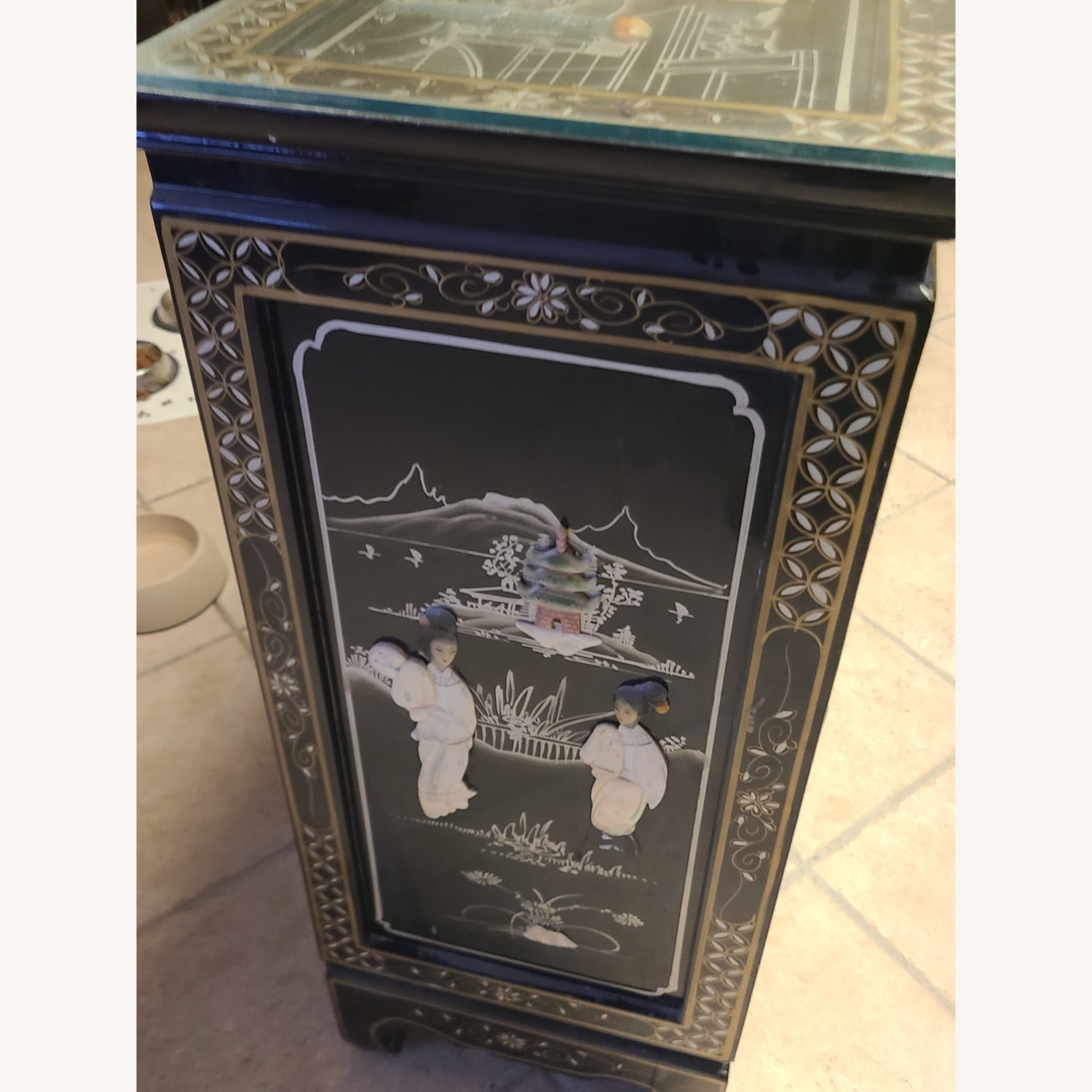 Oriental Asian Mother of Pearl Cabinet - image-4