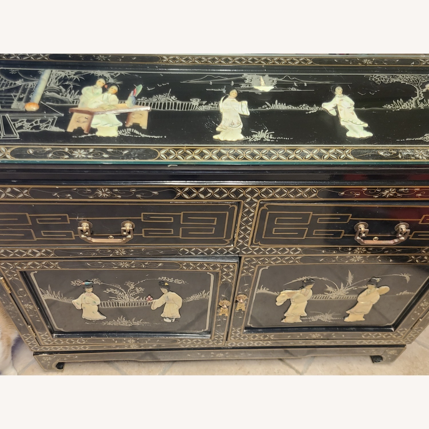 Oriental Asian Mother of Pearl Cabinet - image-3