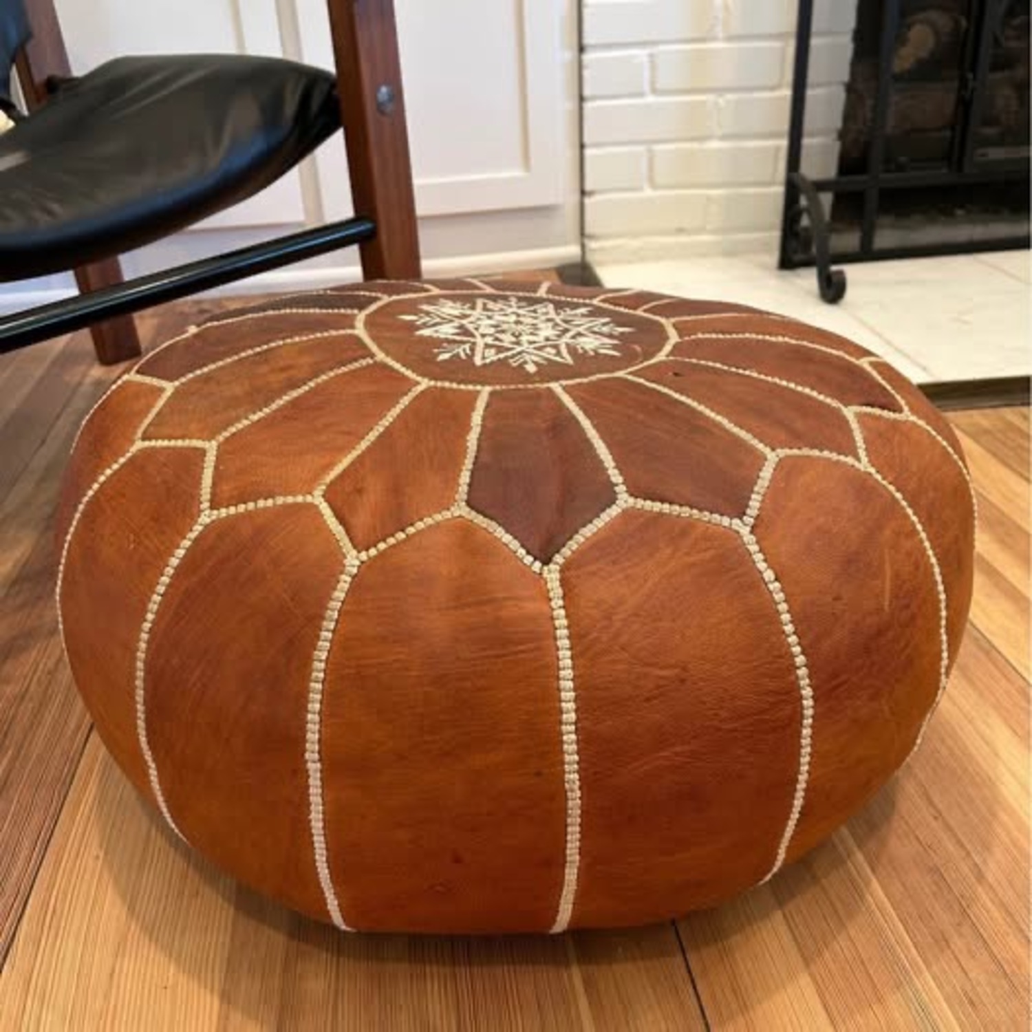 Pottery Barn Nadia Moroccan-Style Leather Pouf - image-2
