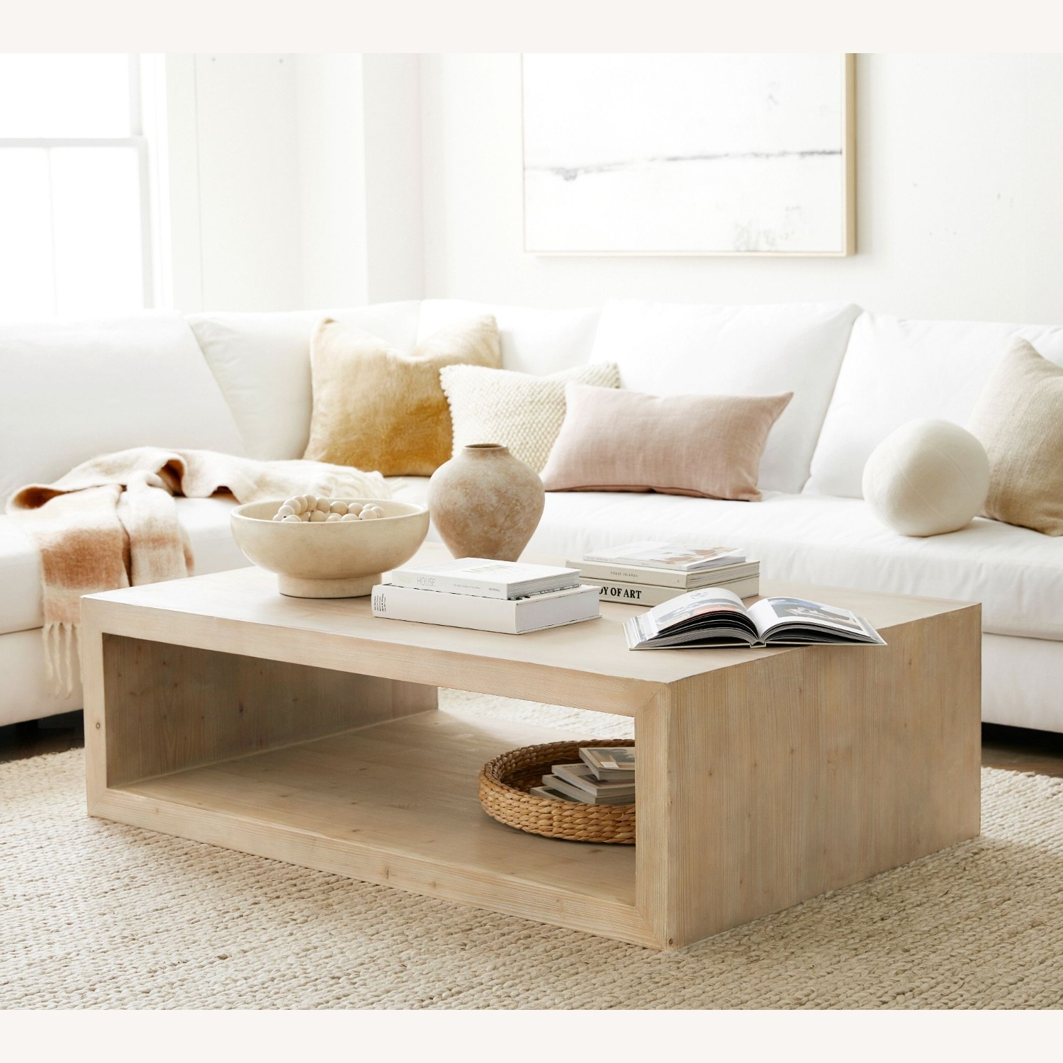 Pottery Barn Folsom Natural Wood Coffee Table - image-1