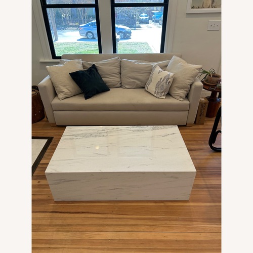 Used Large Plinth Marble Coffee Table for sale on AptDeco