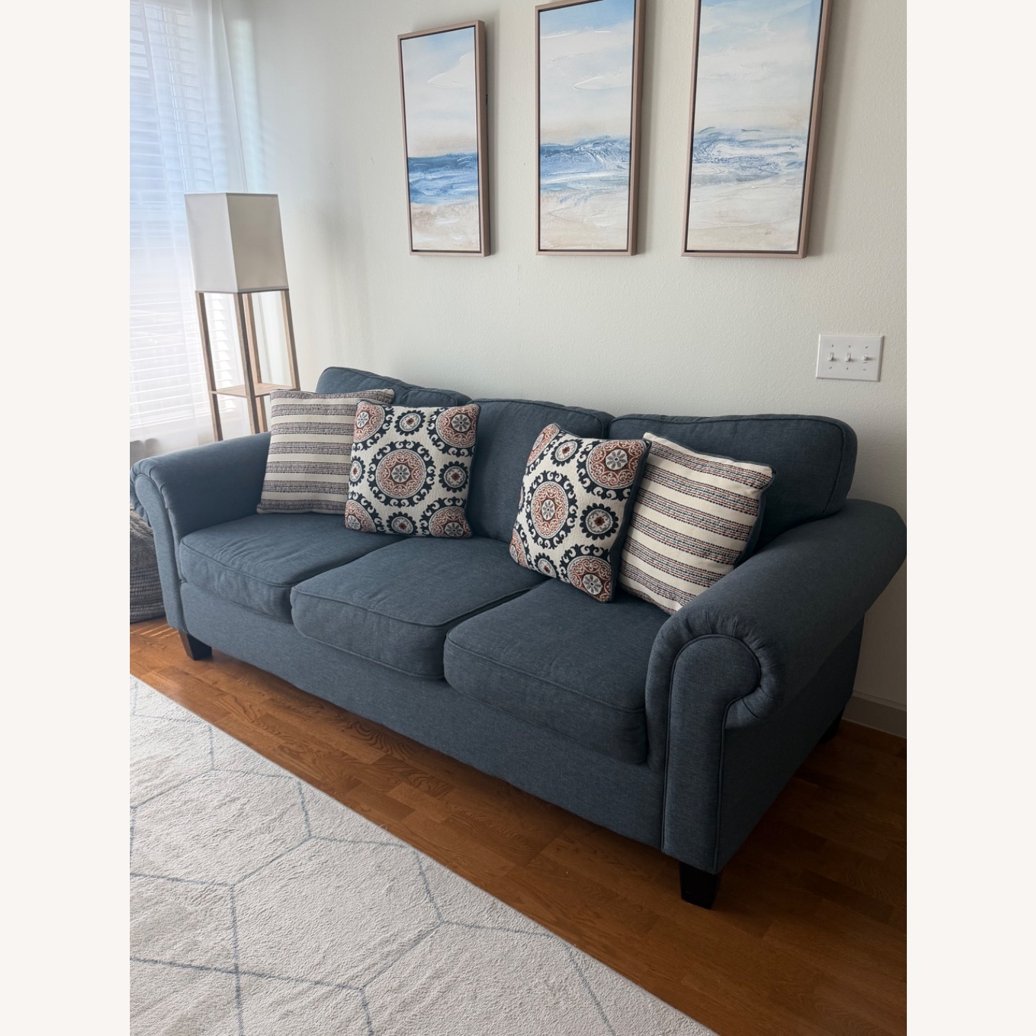 Rooms To Go Blue Fabric 3+ Seater Sofa - image-2