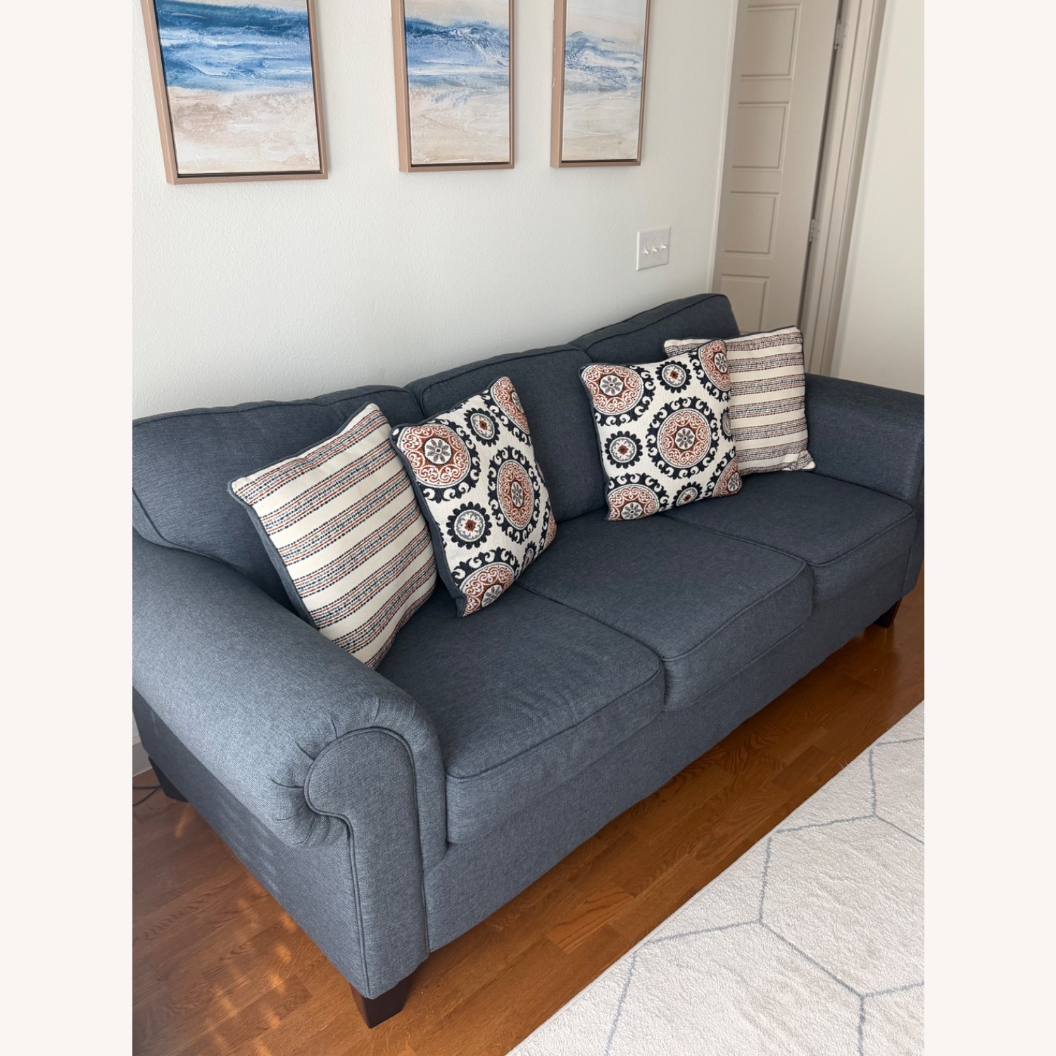 Rooms To Go Blue Fabric 3+ Seater Sofa - image-3