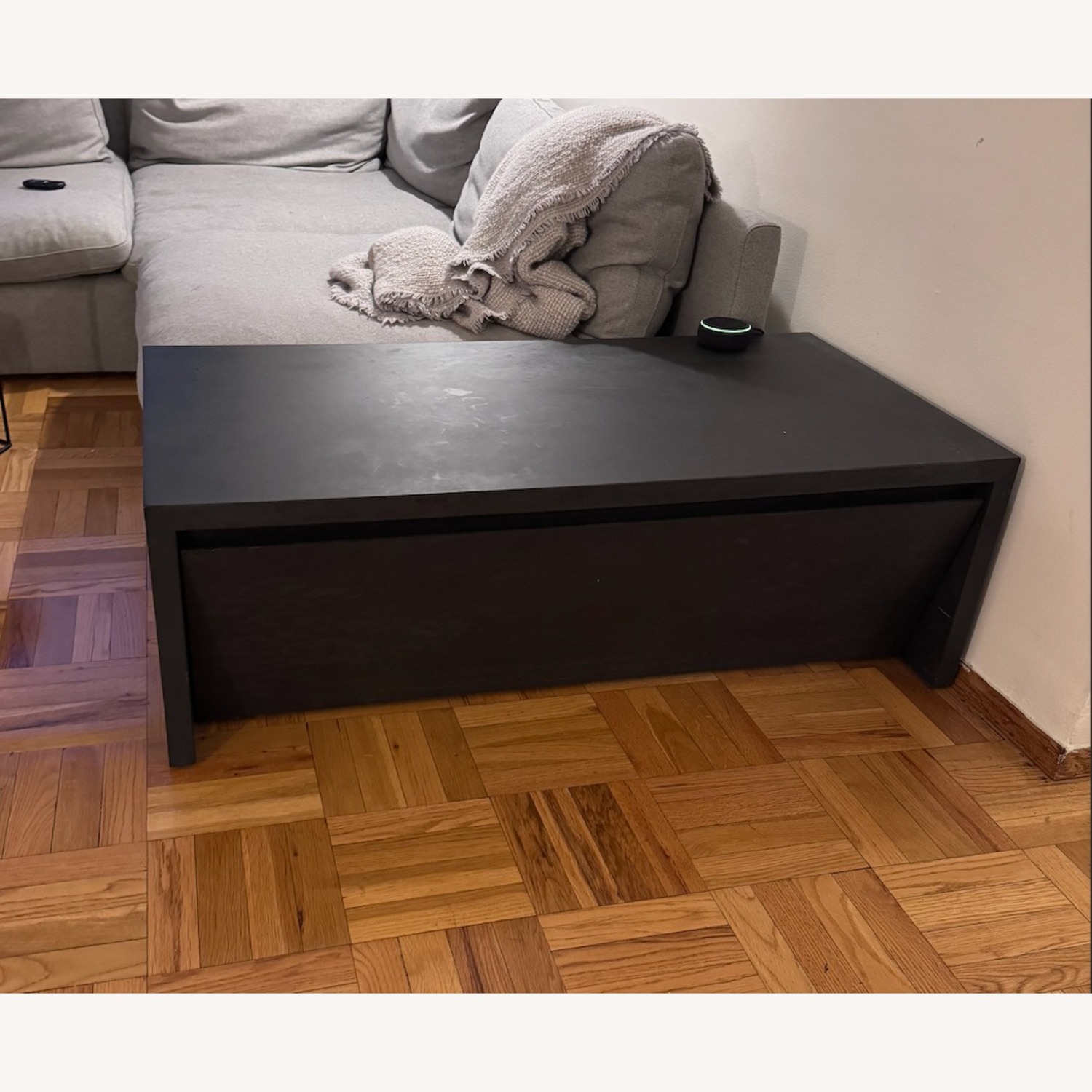 CB2 Vander Rectangular Black Wood Coffee Table - image-1