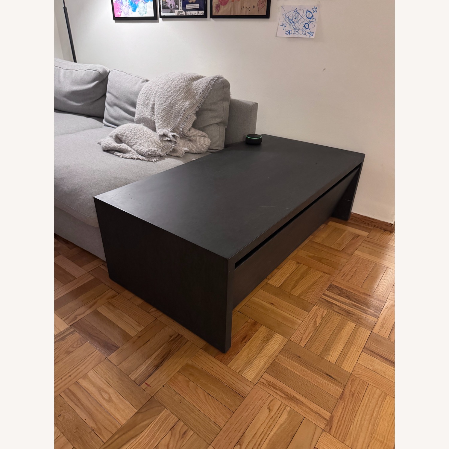CB2 Vander Rectangular Black Wood Coffee Table - image-2