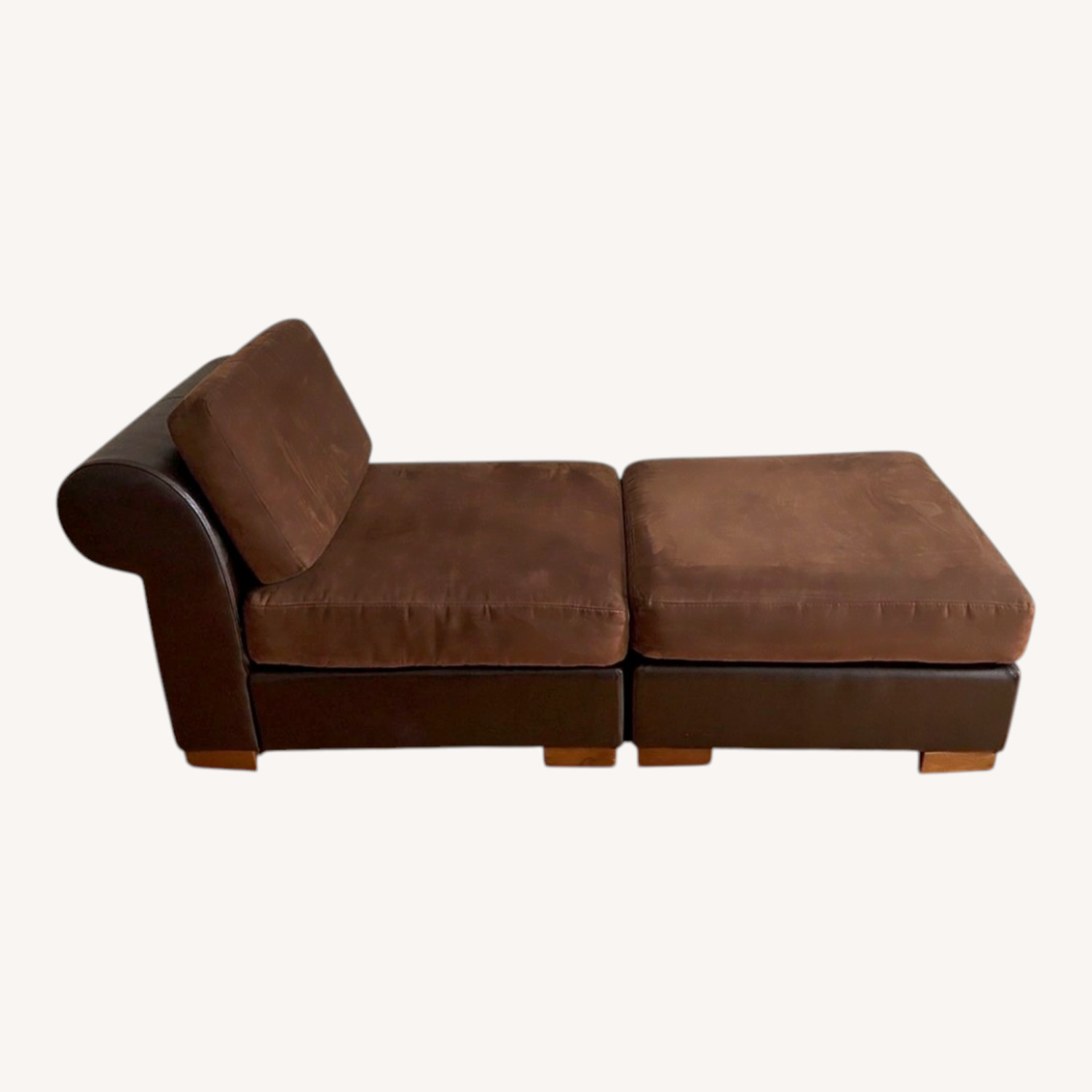 Dark Brown Microsuede Chaise Lounge - image-0