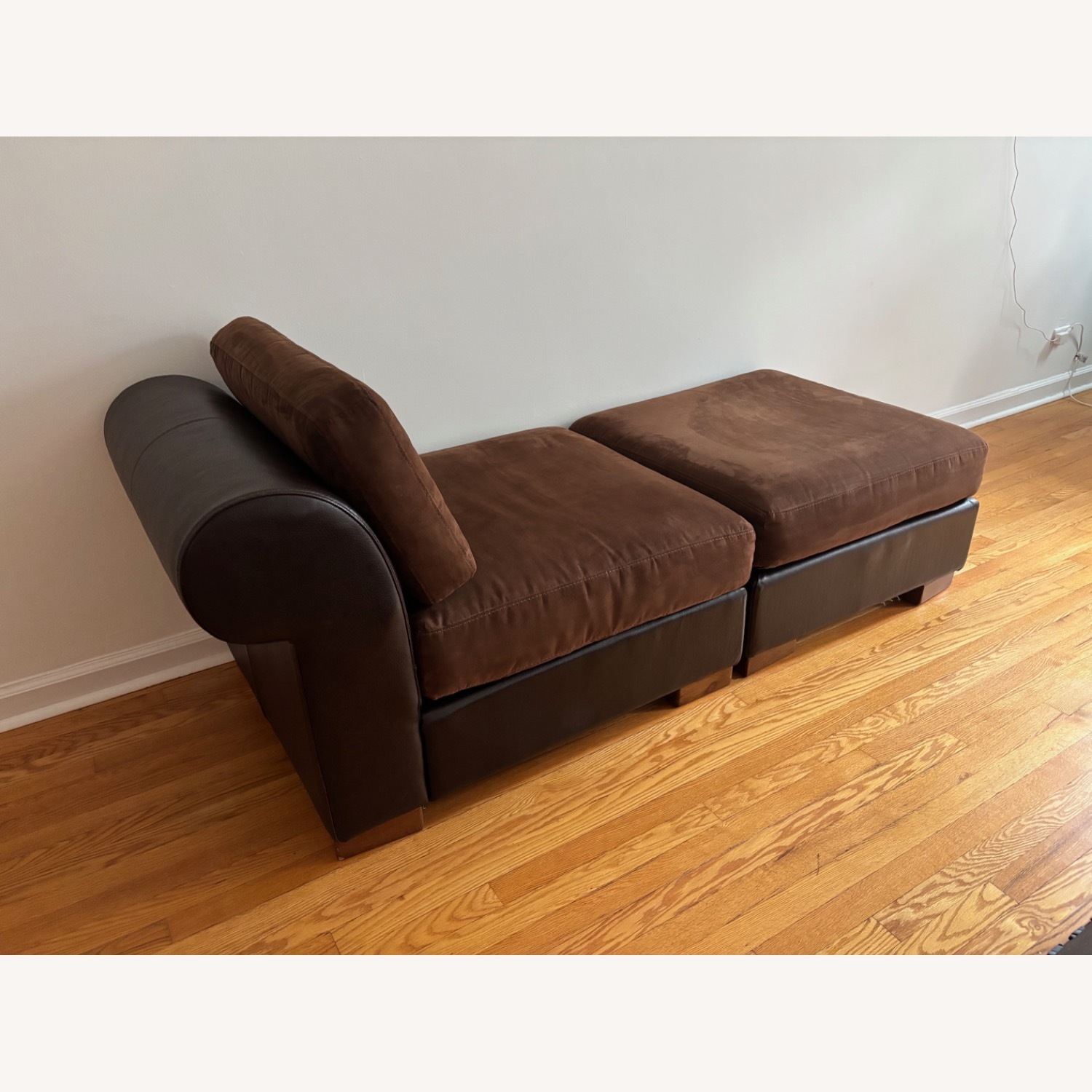 Dark Brown Microsuede Chaise Lounge - image-2