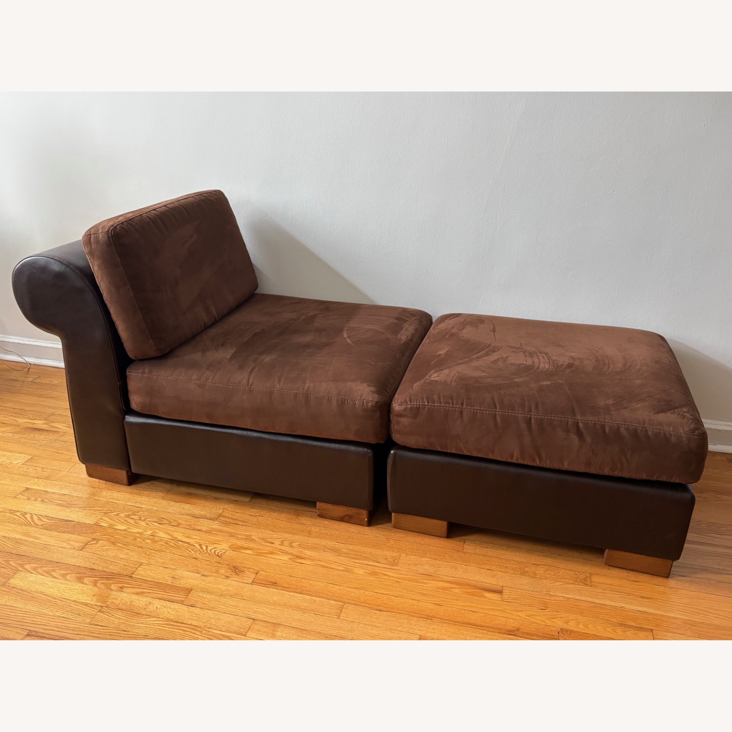 Dark Brown Microsuede Chaise Lounge - image-3
