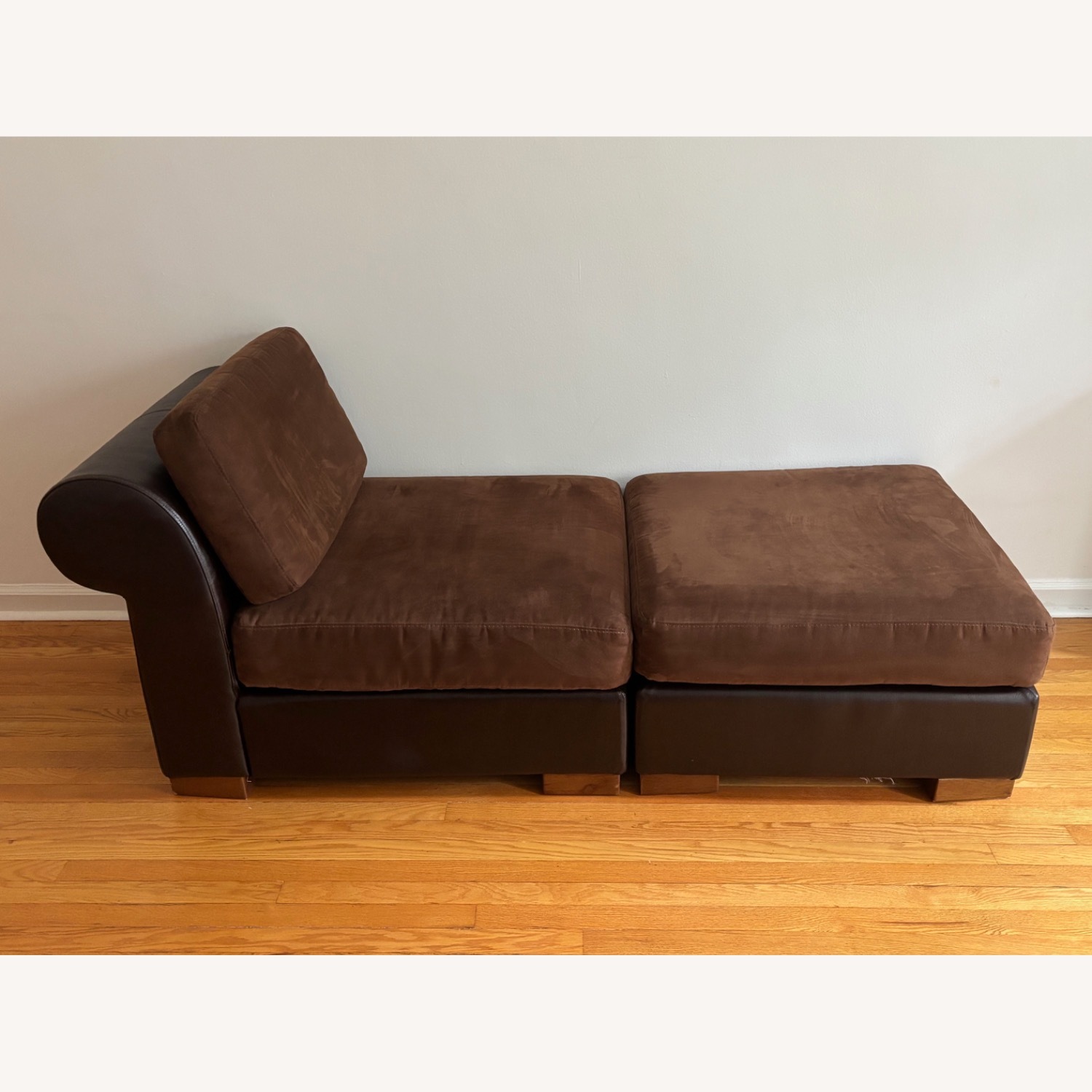 Dark Brown Microsuede Chaise Lounge - image-1