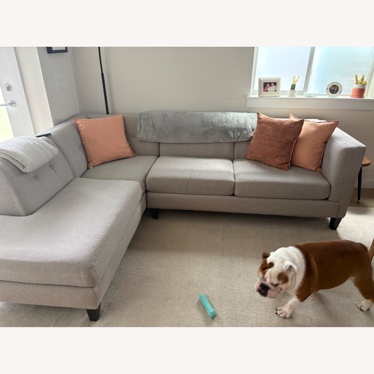 Living Spaces Light Gray Fabric 2 Piece Sectional - image-1