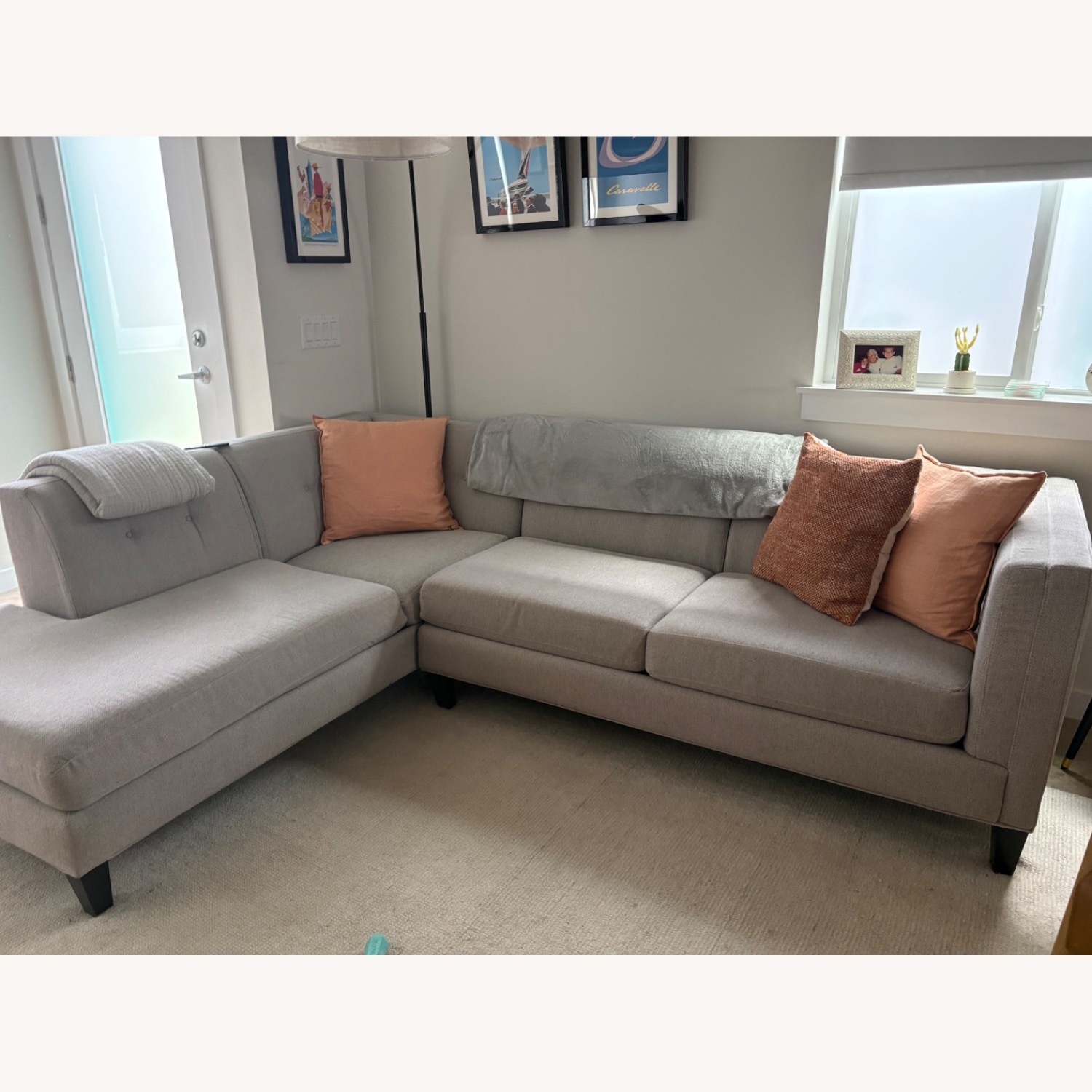 Living Spaces Light Gray Fabric 2 Piece Sectional - image-2