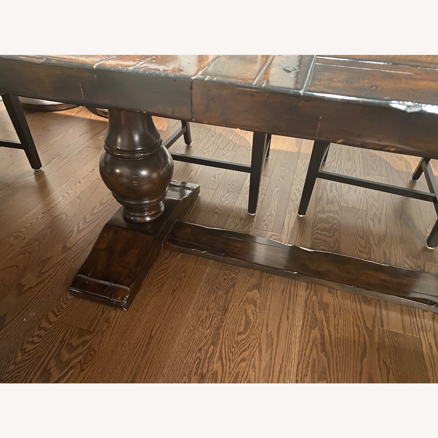 Dark Brown Wood Dining Set with 8 Chairs  - image-5