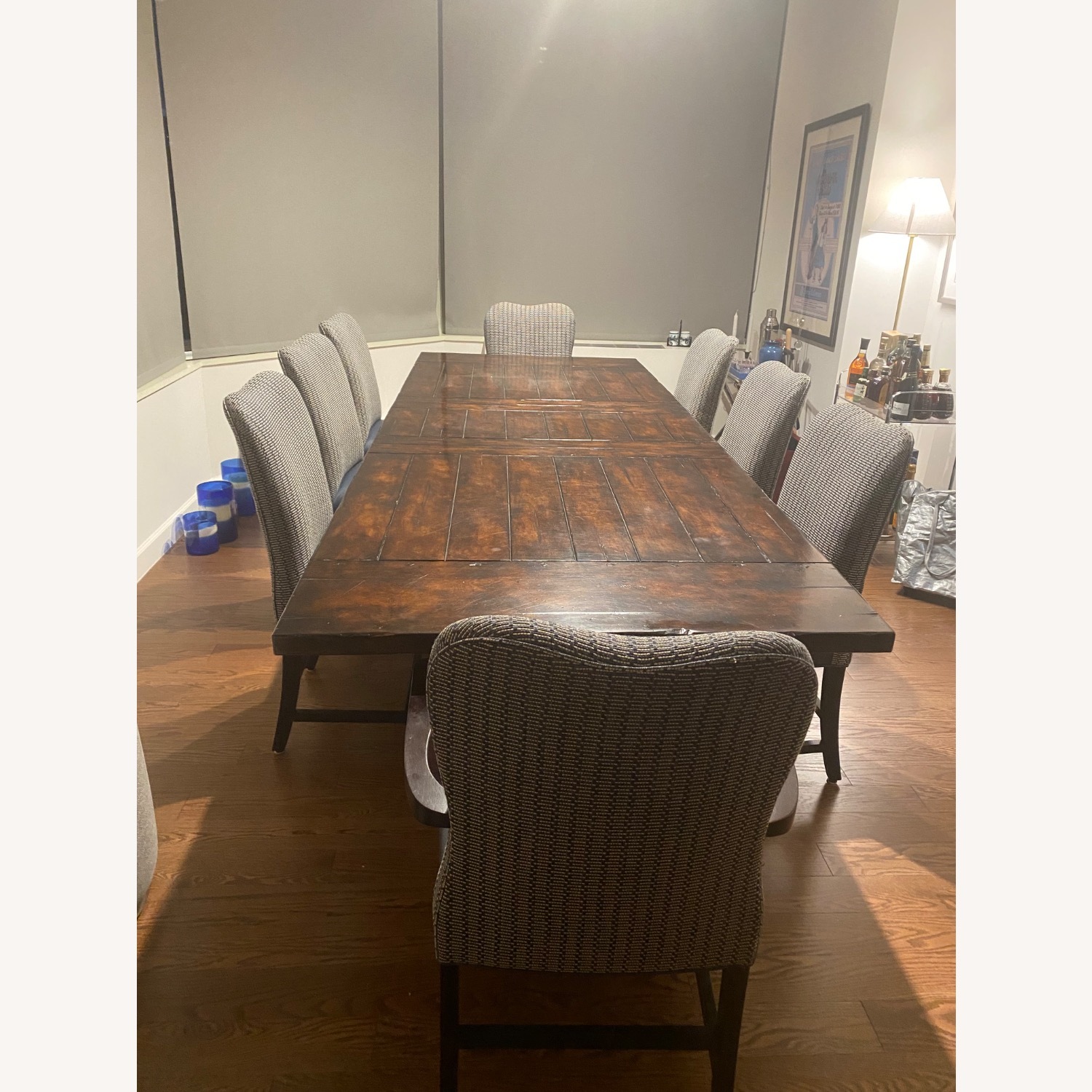 Dark Brown Wood Dining Set with 8 Chairs  - image-1