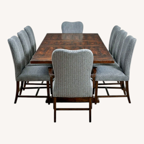 Used Dark Brown Wood Dining Set with 8 Chairs  for sale on AptDeco