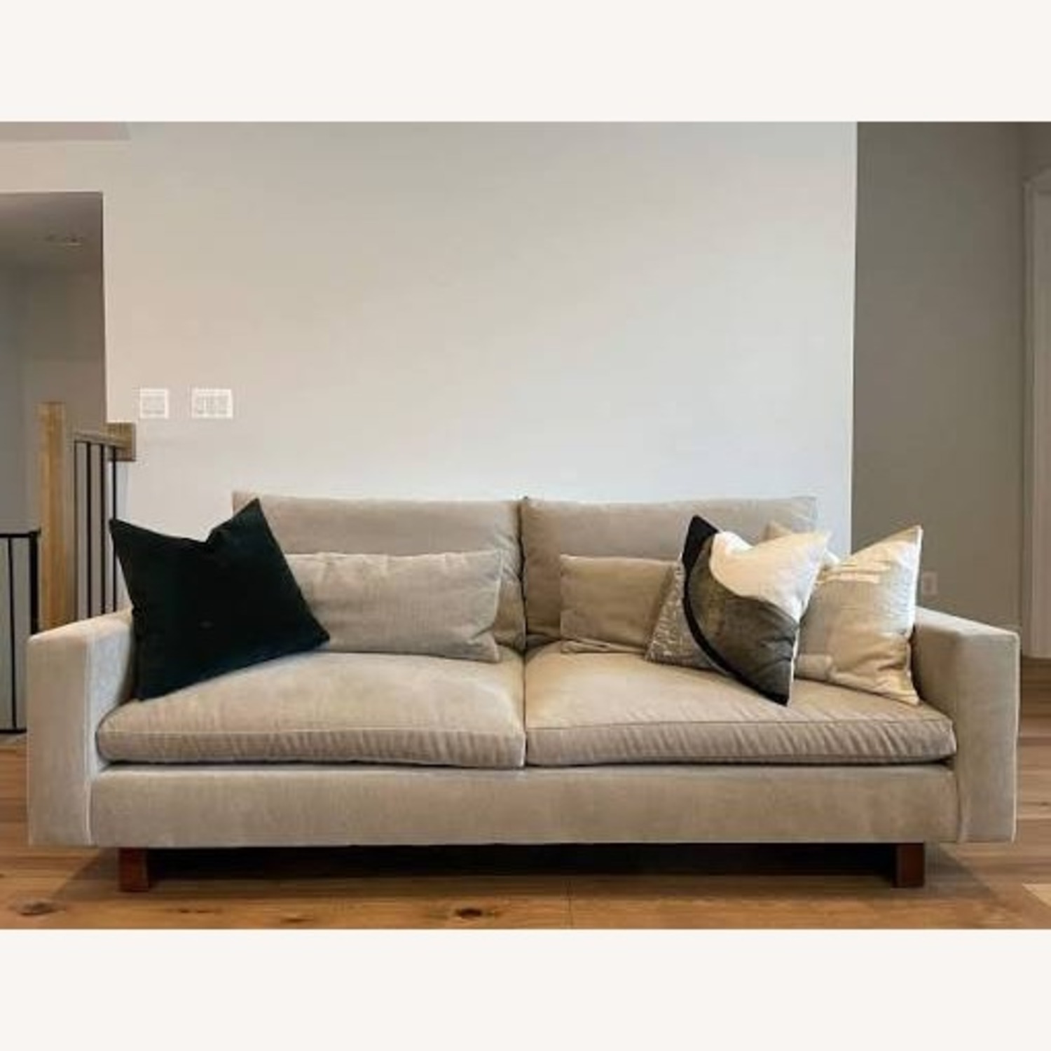 West Elm Harmony Light Gray Velvet 2 Seater Sofa - image-2