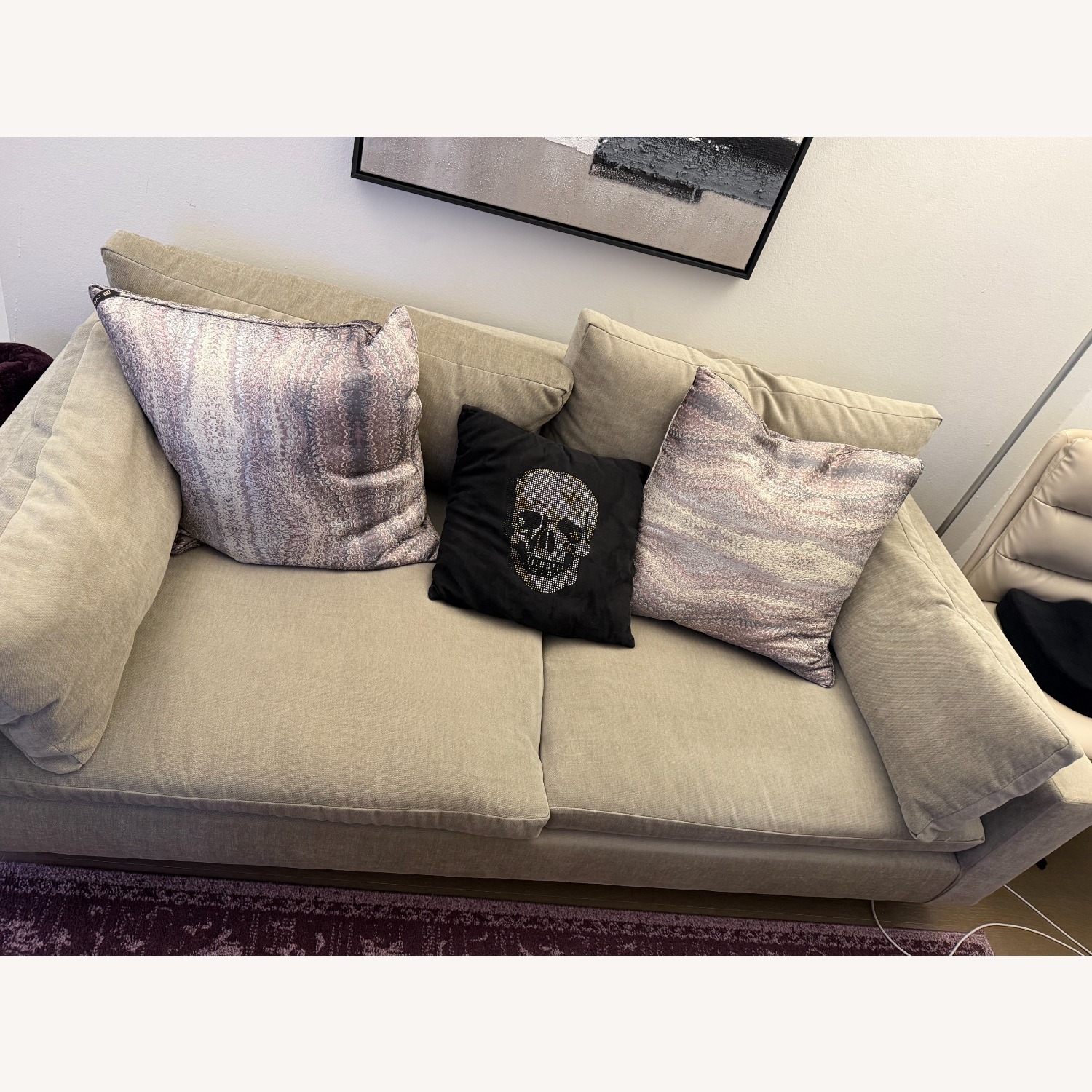 West Elm Harmony Light Gray Velvet 2 Seater Sofa - image-5