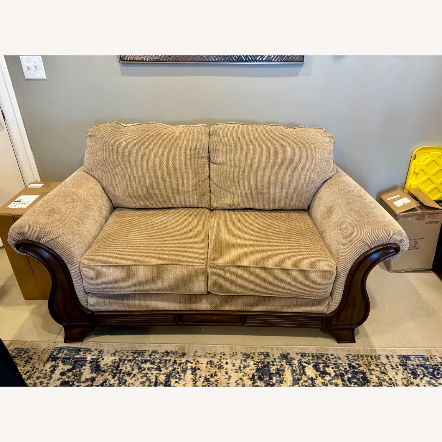 Light Brown 2 Seater Sofa - image-3