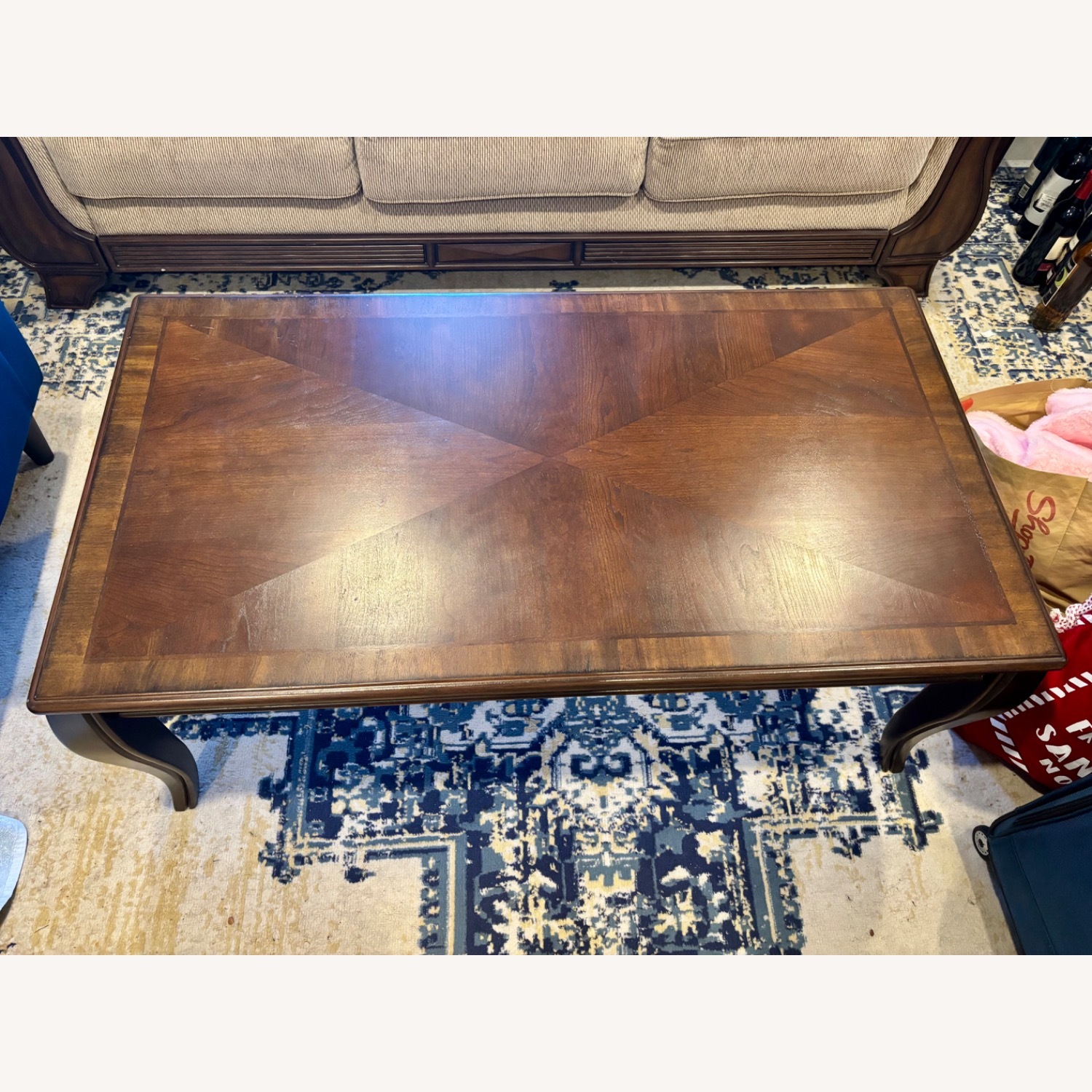 Dark Brown Wood Coffee Table - image-1