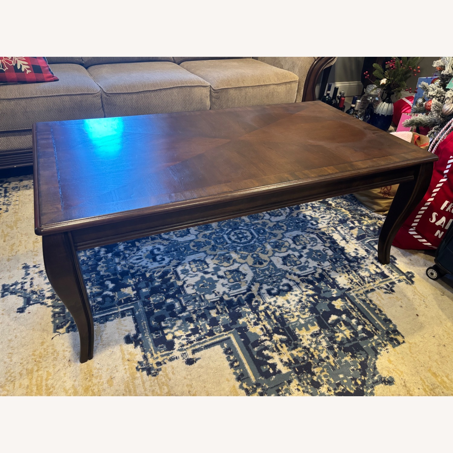 Dark Brown Wood Coffee Table - image-2