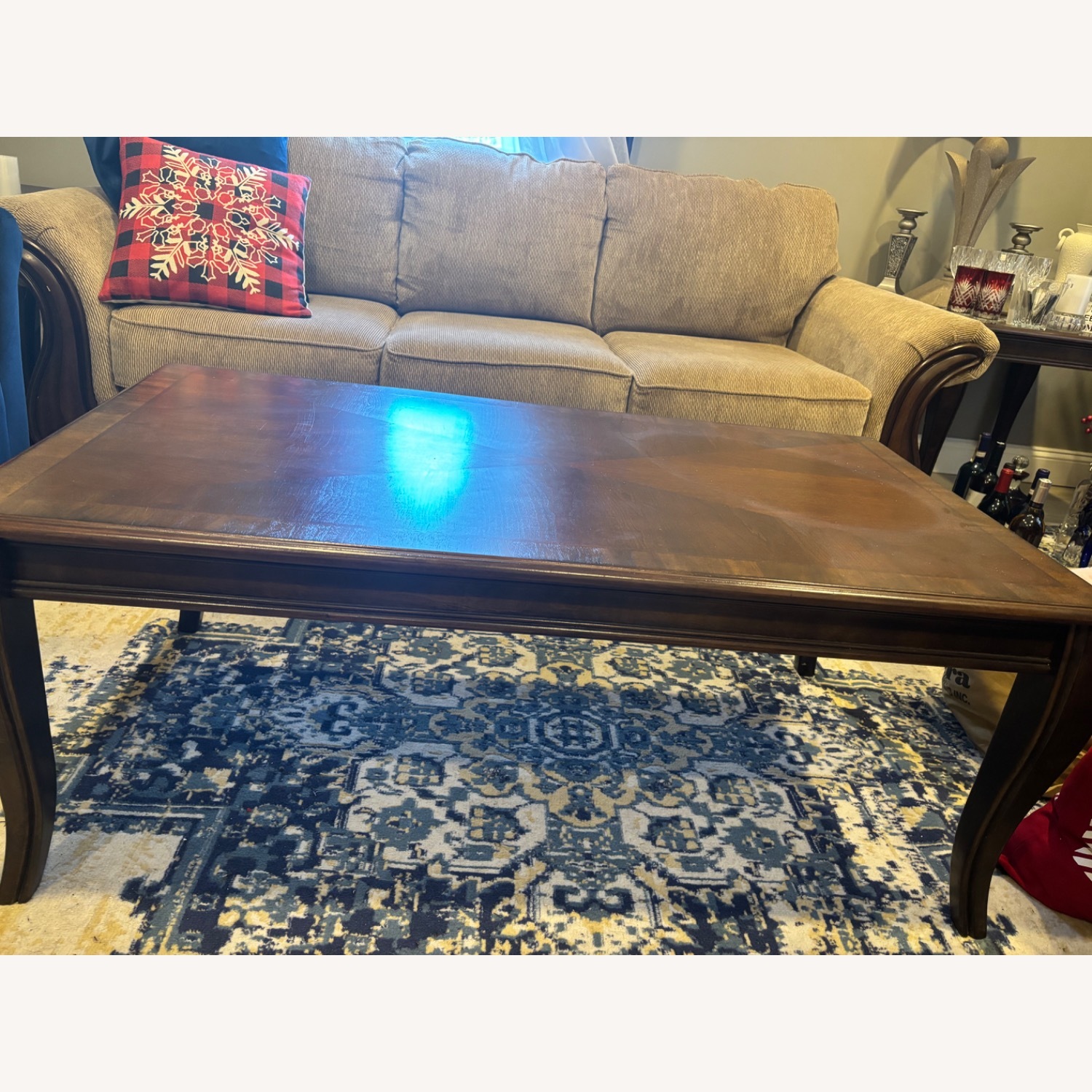 Dark Brown Wood Coffee Table - image-4