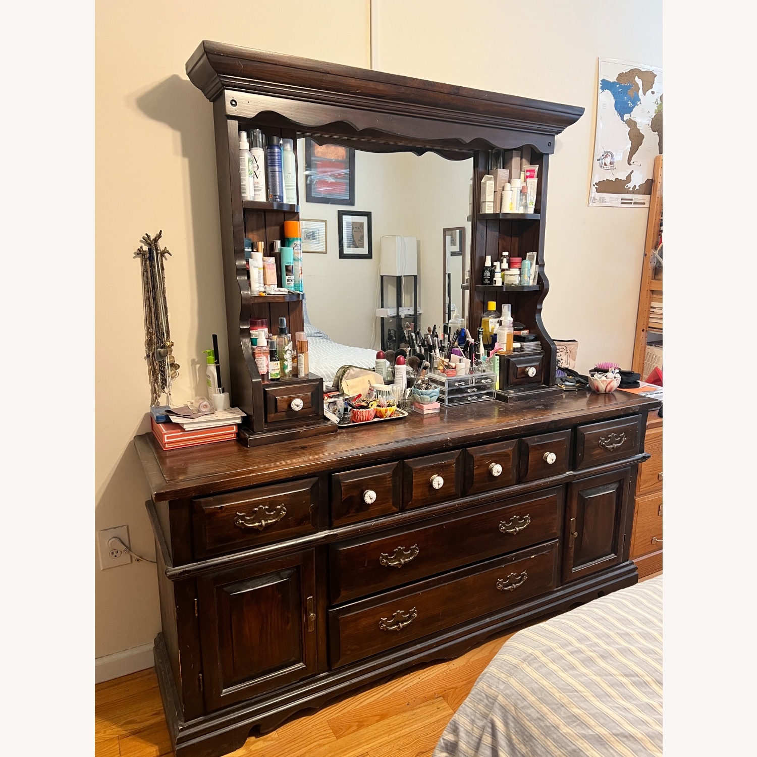 Vintage/Antique Dark Brown Wood Dresser - image-2