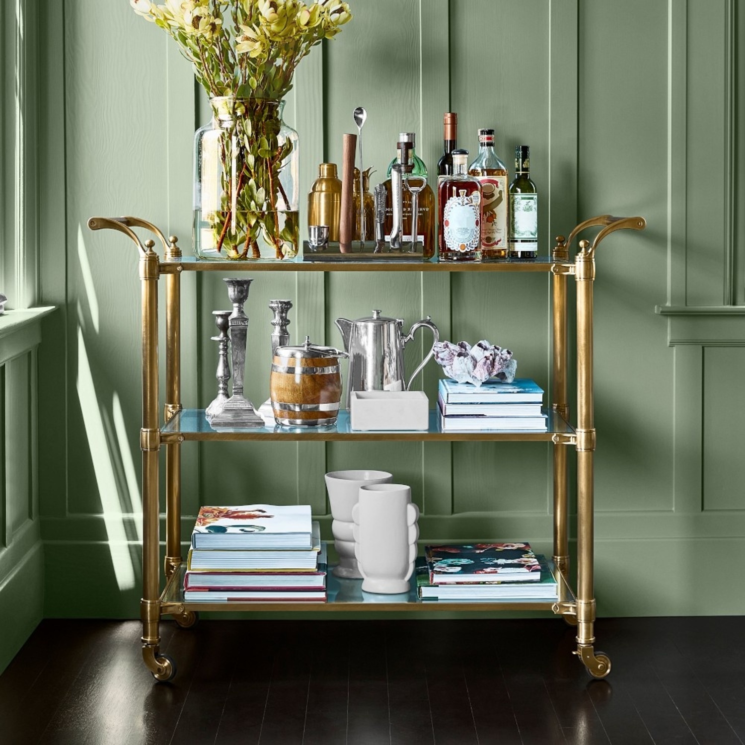 Williams Sonoma Beckett Gold Bar Cart - image-6